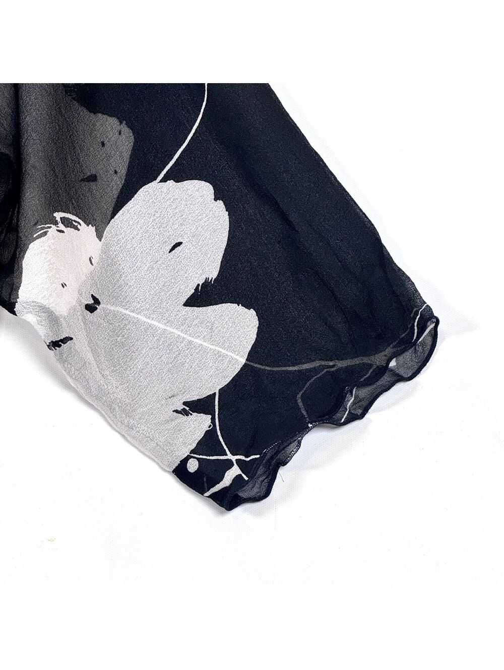 Dinah Lee 100% Silk Sheer Black/White Kimono 1X-3X - Picture 4 of 7